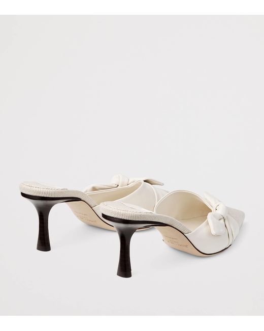 Jimmy Choo White Livi 65 Leather And Canvas Mules