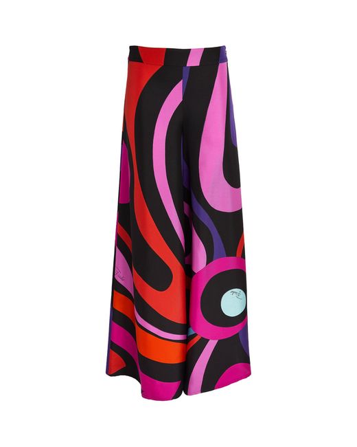Emilio Pucci Red Pucci Marmo Print Wide-leg Trousers