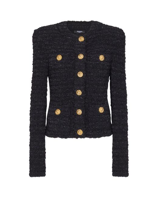 Balmain Blue Tweed Button-Up Jacket