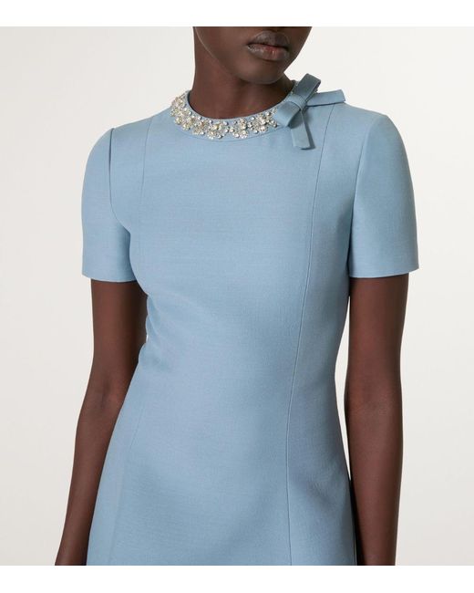 Valentino Garavani Blue Bow-Neck Mini Dress