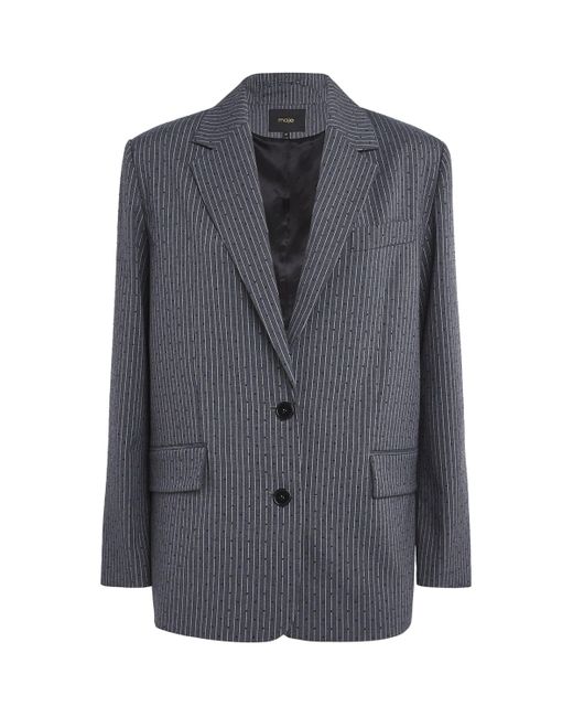 Maje Gray Rhinestone Pinstripe Blazer