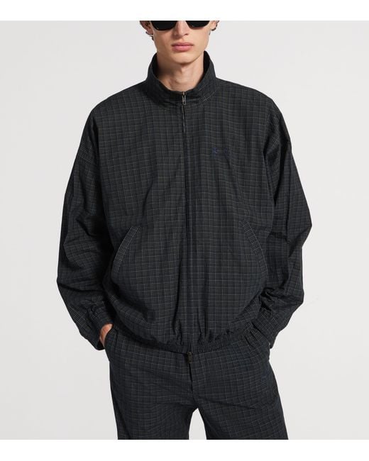 Balenciaga Blue Cotton Tartan Track Jacket for men