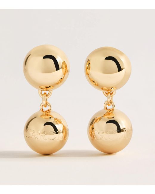 Carolina Herrera Metallic Logo Sphere Drop Earrings