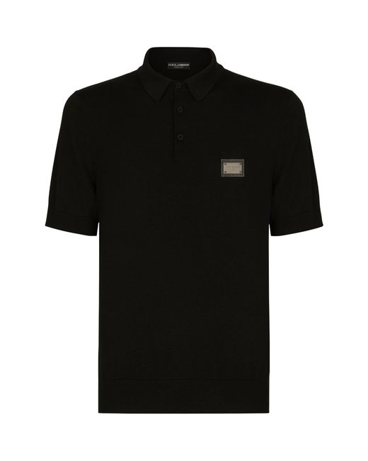 Dolce & Gabbana Black Wool Polo Shirt for men