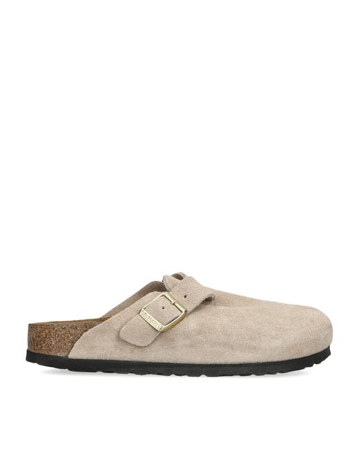 Birkenstock White Suede Boston Clogs