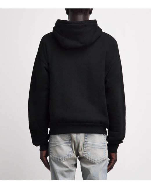 Amiri Black Cotton Logo Zip-Up Hoodie for men