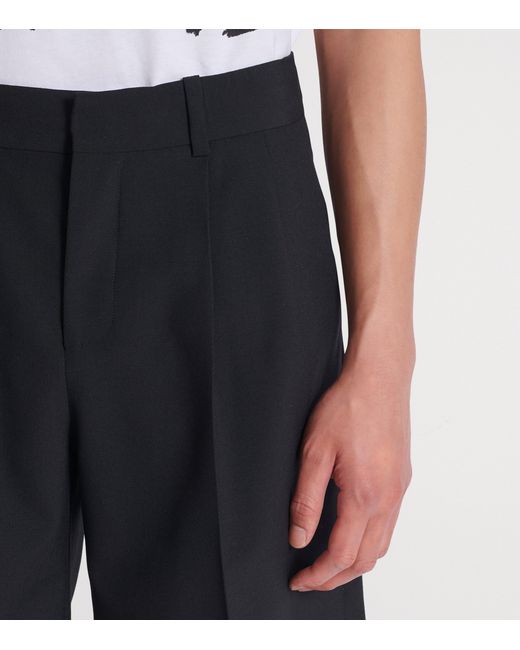 Balmain Black Virgin Wool Pleated Shorts for men