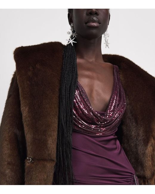 Rabanne Purple Chainmail Cowl-Neck Gown