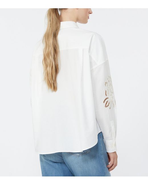 Weekend by Maxmara White Cotton Embroidered Shirt
