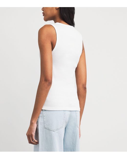 Maje White Stretch-Cotton Logo Tank Top