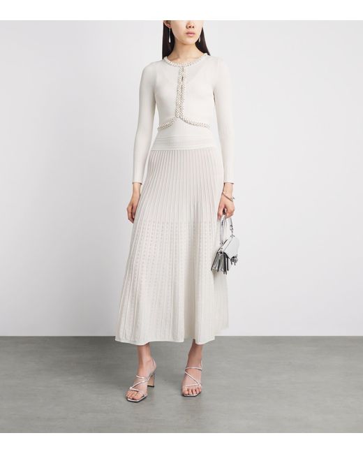 Sandro White Ribbed Embellished Cardigan