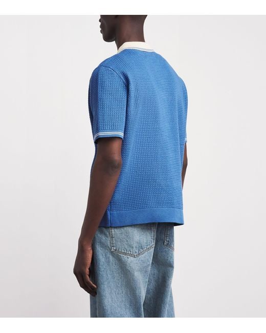 Wax London Blue Linen-Blend Belle Polo Shirt for men