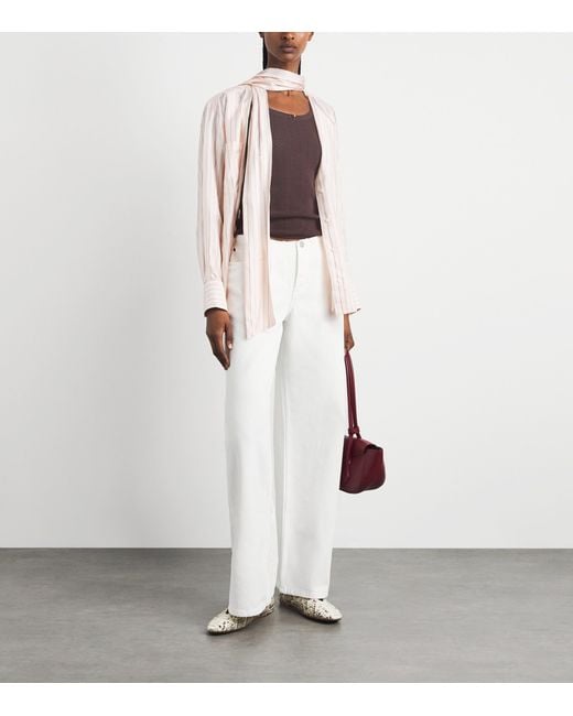 Sandro Brown Pointelle Bow-Detail Tank Top