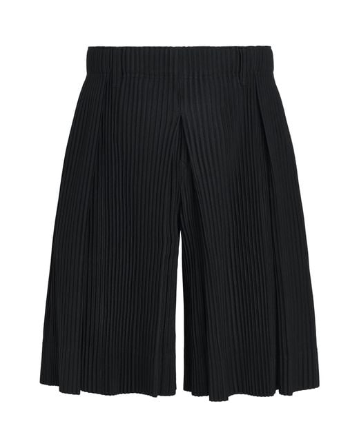 Homme Plissé Issey Miyake Black Tailored Pleats Shorts for men