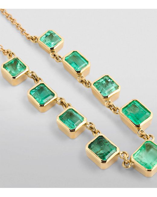 Jacquie Aiche Green Yellow Gold And Emerald Necklace