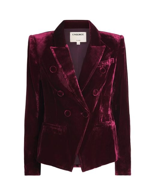 L'Agence Red Velvet Marie Double-Breasted Blazer