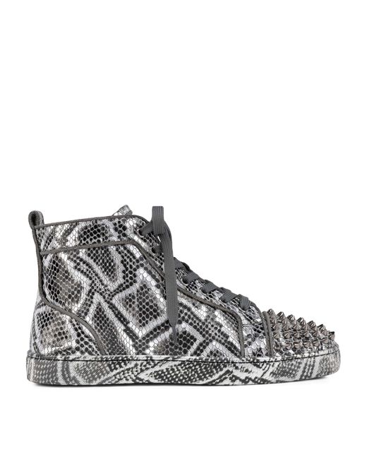 Christian Louboutin Brown Lou Spikes Orlato Leather High-Top Sneakers for men