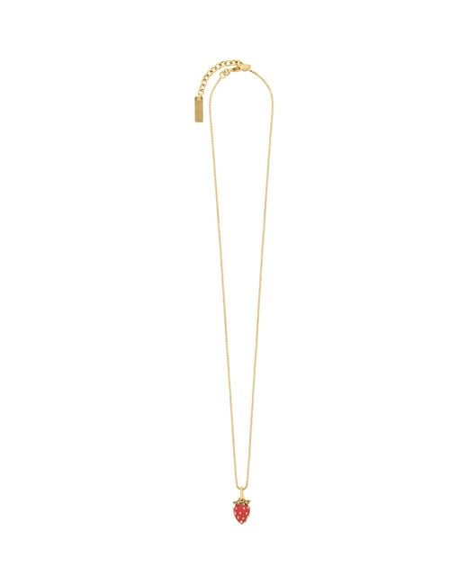 Saint Laurent White Enamelled Strawberry Necklace