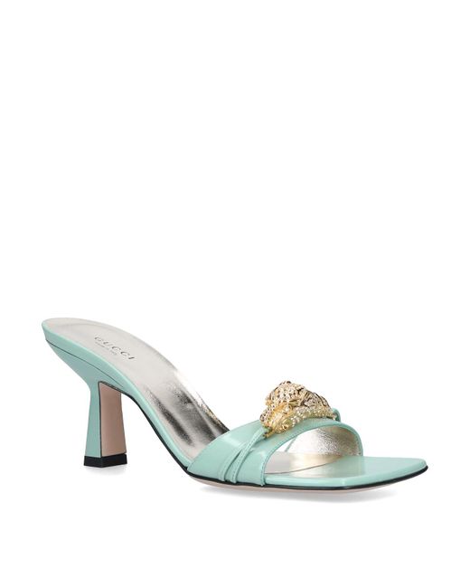 Gucci Leather Dora Tiger Sandals 75 in Green | Lyst