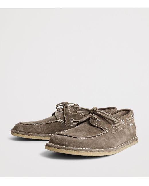 AMI Brown Suede Boat Shoes for men