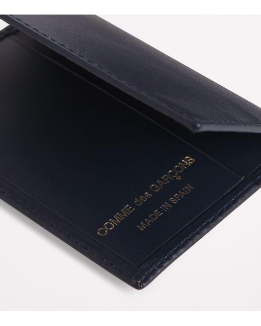 Comme des Garçons Blue Leather Bifold Card Holder for men