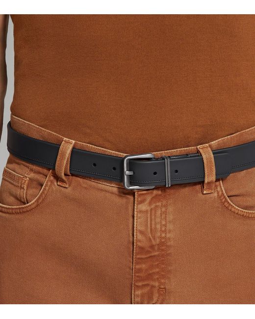 Zegna Black Leather Square-buckle Belt for men