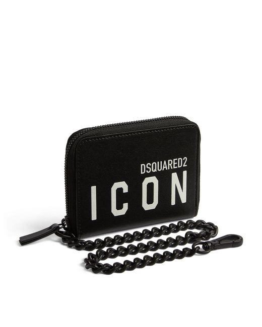 DSquared² Black Leather Zipped Wallet for men