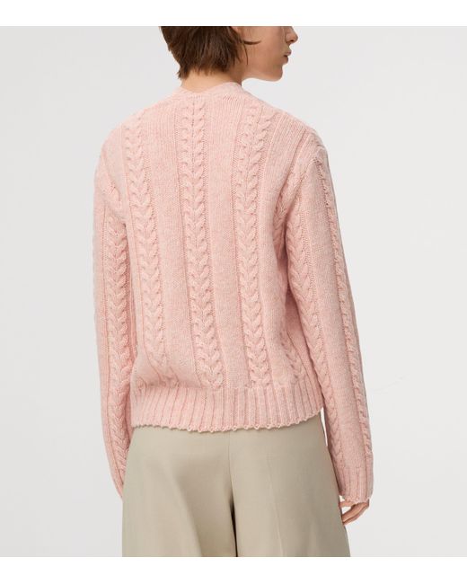 Loewe Pink Wool Cable-Knit Sweater