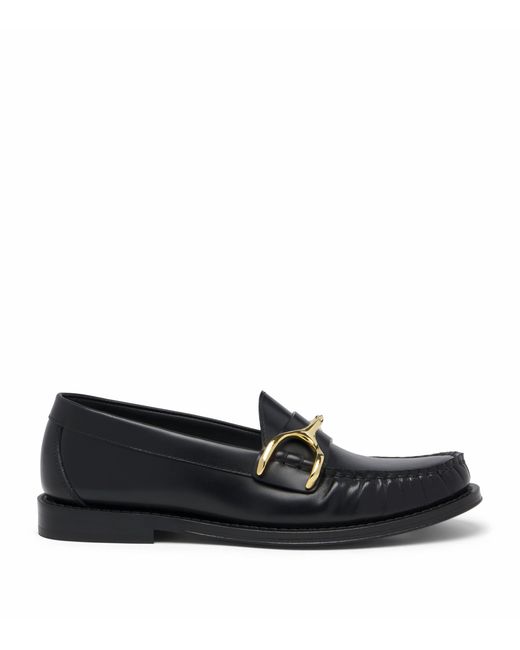 McQueen Black Leather Wishbone Loafers