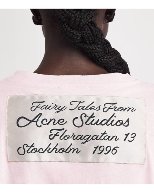 Acne Pink Loose-Fit Cropped T-Shirt