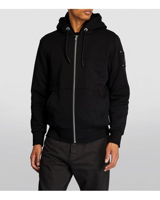 Moose Knuckles Black Padded Zip-Front Hoodie for men