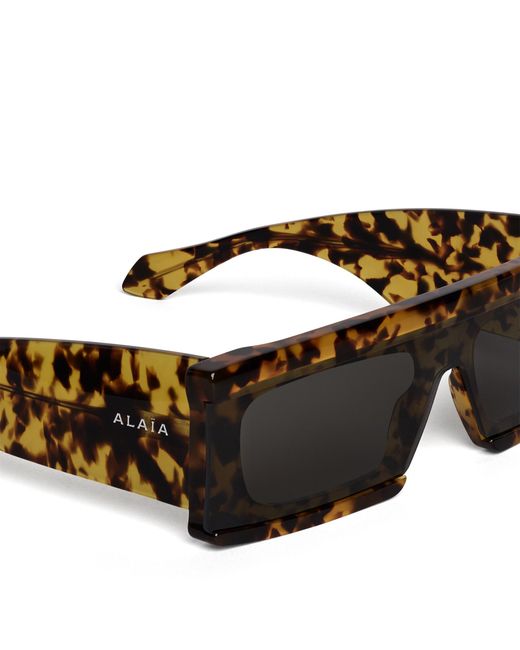 Alaïa Black Acetate Rectangular Mask Sunglasses