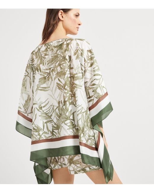 Brunello Cucinelli White Silk Pongee Herbarium Print Blouse