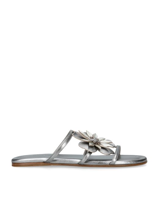Zimmermann White Metallic Leather Belara Slides