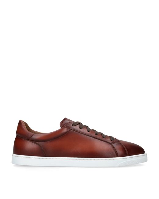 Magnanni Shoes Brown Leather Low-Top Sneakers for men