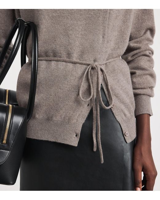 St. Agni Brown Cashmere Belted Asymmetrical Cardigan