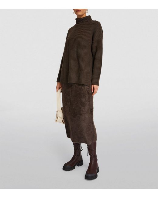 Lisa Yang Brown Therese High Neck Sweater