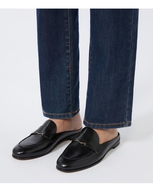 Max Mara Black Leather Logo-Hardware Mules