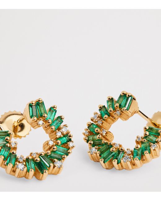 Suzanne Kalan Green Emerald And Diamond Frenzy Spiral Earrings