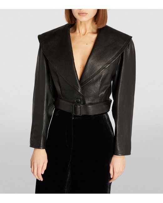 Frame Women's Belted Crop Leather Jacket
