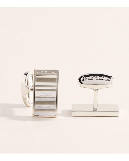 Paul Smith Natural Mother-Of-Pearl Stripe Cufflinks for men