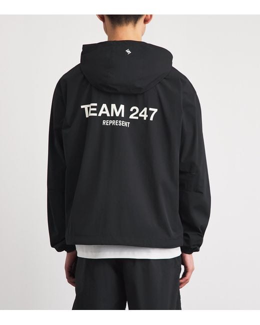 REPRESENT 247 Black Hooded Team 247 Track Jacket for men