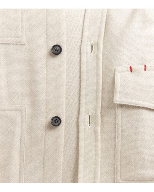 Isaia White Cashmere Overshirt for men