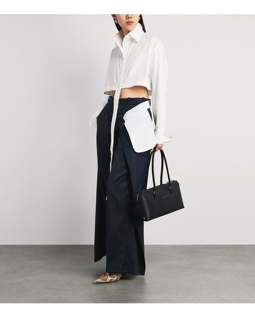 Late for Work Blue Deconstructed Striped Tailored Trousers