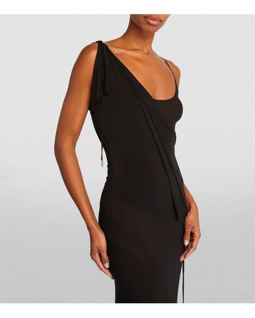 The Attico Black Asymmetric Sheer Gown