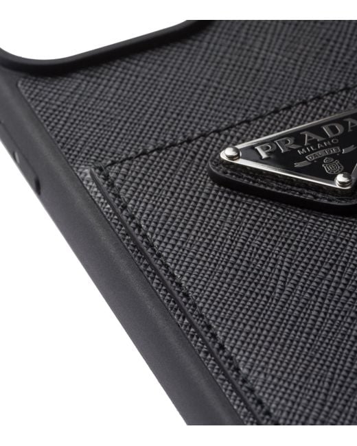 Prada Black Saffiano Leather Iphone 15 Pro Max Case