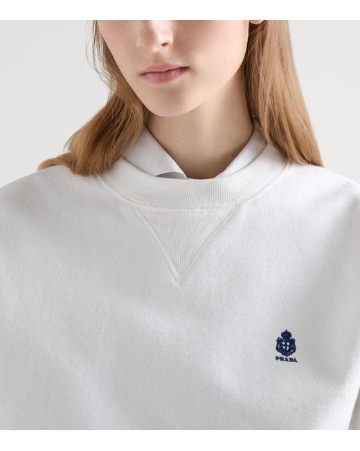 Prada White Cotton Logo Sweatshirt