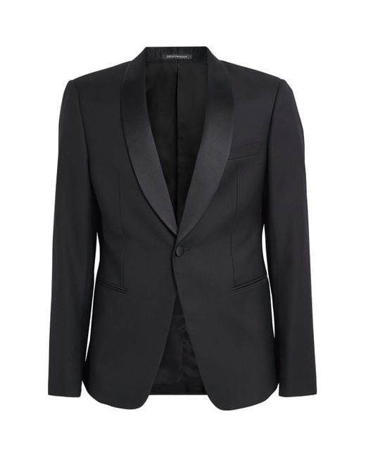 Emporio Armani Black Virgin Wool Blazer for men