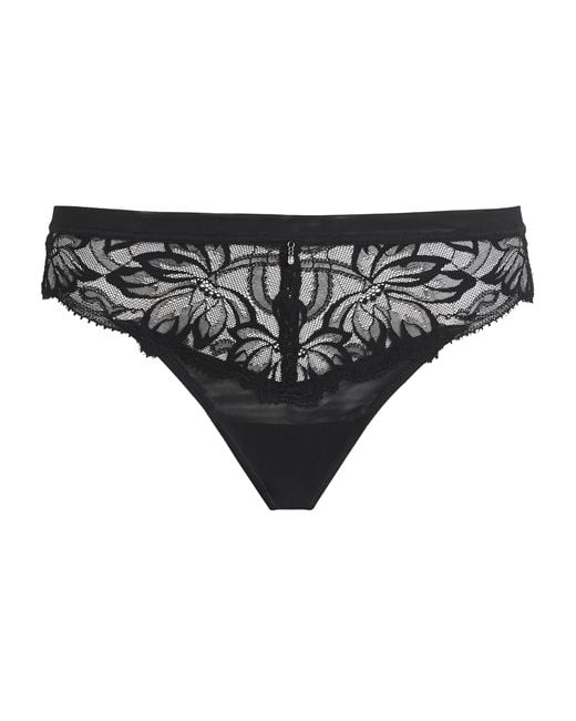 Wacoal Black Lace-Trim Abéllia Tanga