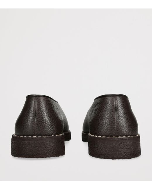Lemaire Brown Leather Piped Slippers for men